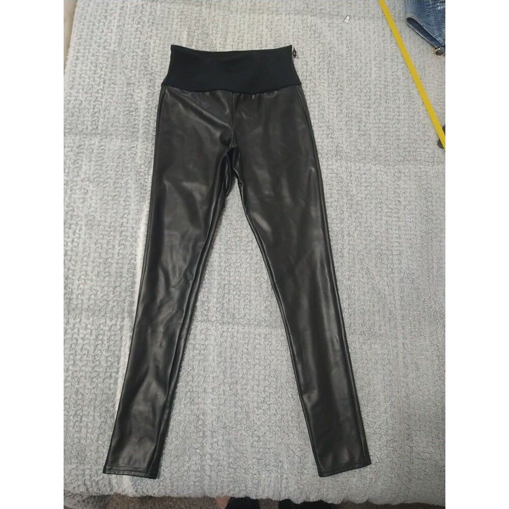 Spanx Assets Faux Leather Pants Small Black Y2K Sexy